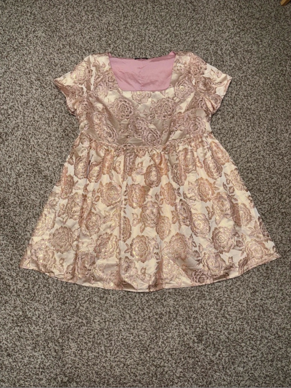 Rose Gold Floral Jacquard Dress